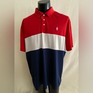 Ralph Lauren Performance Polo Men’s XXL Short Sleeve Red/White/Blue Shirt EUC